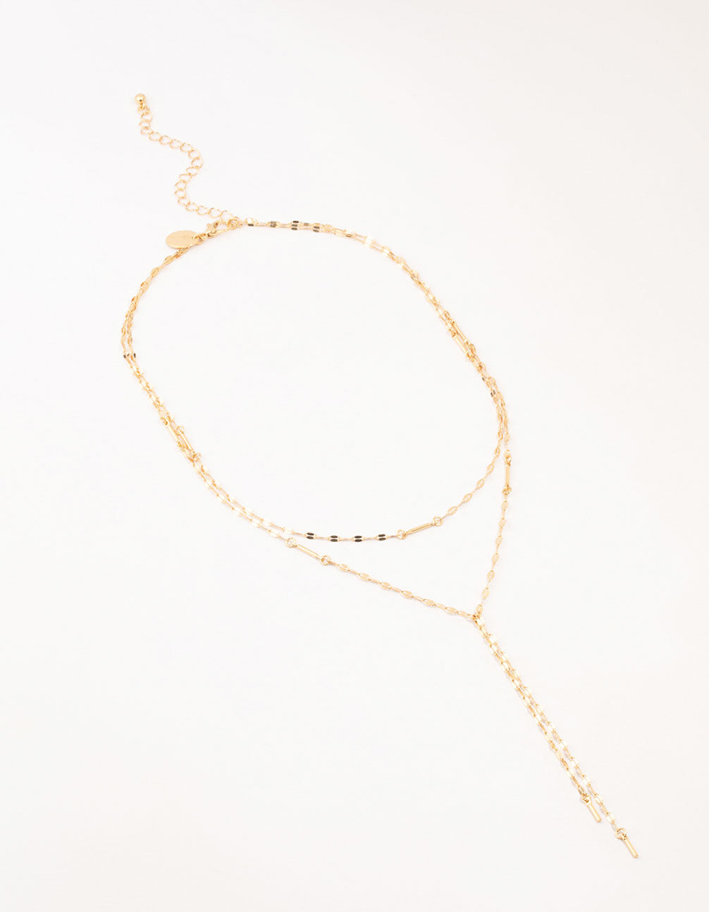 Gold Plated Flat Cable Layered Y-Necklace