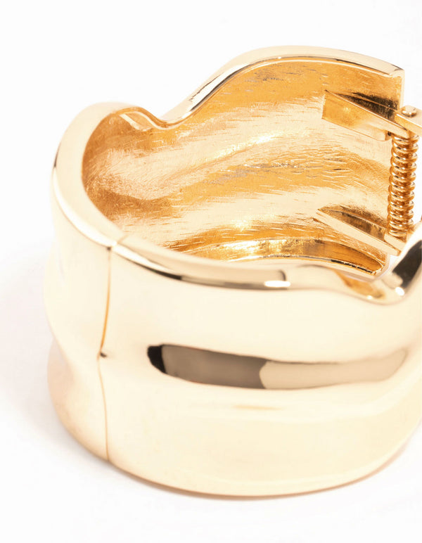 Gold Warped Wave Wrist Cuff