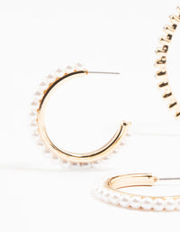 Gold Mixed Diamante & Pearl Hoop Earrings 3-Pack - link has visual effect only