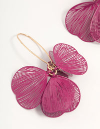 Pink Coated Metal Lasercut Petal Drop Earrings - link has visual effect only