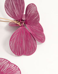 Pink Coated Metal Lasercut Petal Drop Earrings - link has visual effect only
