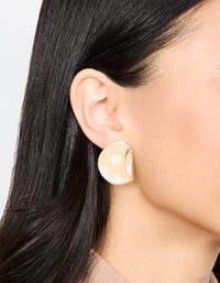 Gold Folded Molten Disc Stud Earrings - link has visual effect only