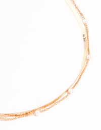 Gold Pearl & Snake Chain Layered Necklace - link has visual effect only