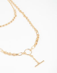 Gold Chain Barrel Layered Necklace - link has visual effect only