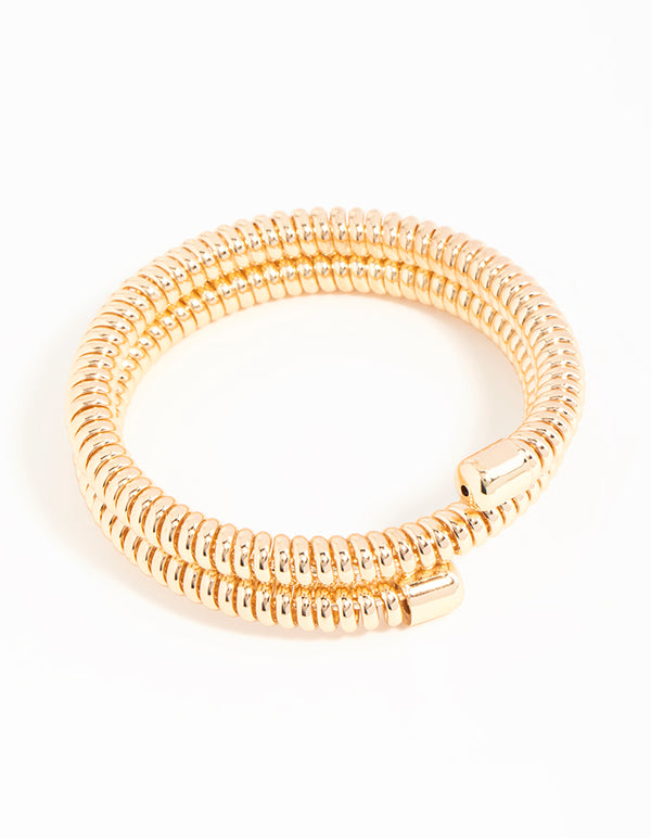 Gold Twisted Watch Link Style Wrist Cuff