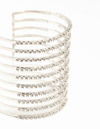 Silver Diamante Multirow Band Cage Wrist Cuff - link has visual effect only
