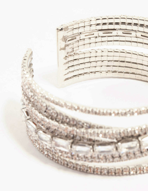 Silver Diamante Wrapped Wrist Cuff