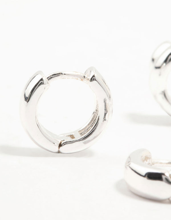 Silver Plated Brass  Trio Ribbed & Rope Earrings 3-Pack