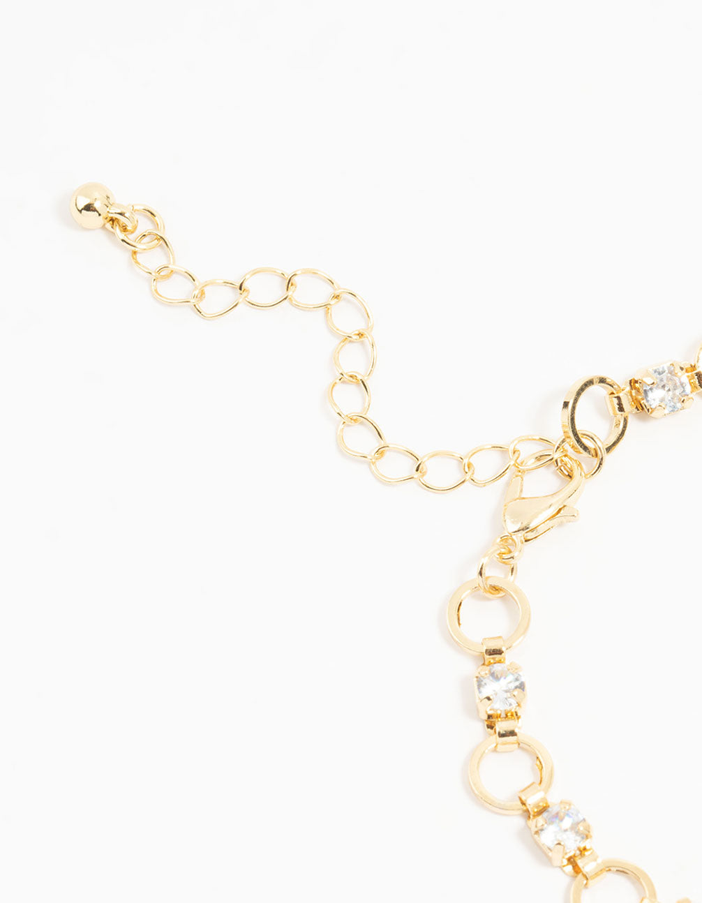 Gold Plated Brass Alternating Cubic Zirconia Round Link Bracelet