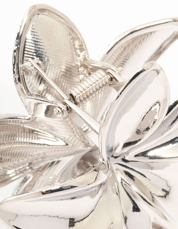 Silver Frangipani Claw Clip