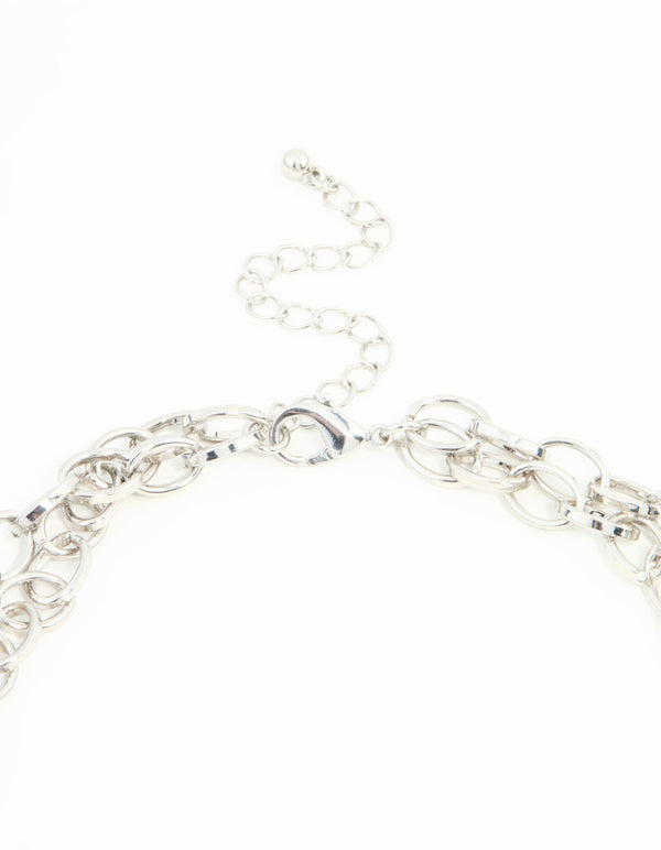Silver Crushed Coin Layered Necklace