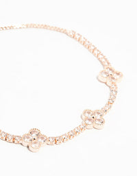 Rose Gold Plated Flower Station Cubic Zirconia Bracelet - link has visual effect only