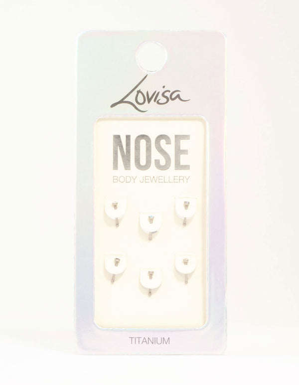 Multicoloured Titanium Nose Studs 6-Pack