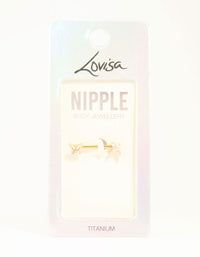 Gold Plated Titanium Cubic Zirconia Butterfly Nipple Bar - link has visual effect only