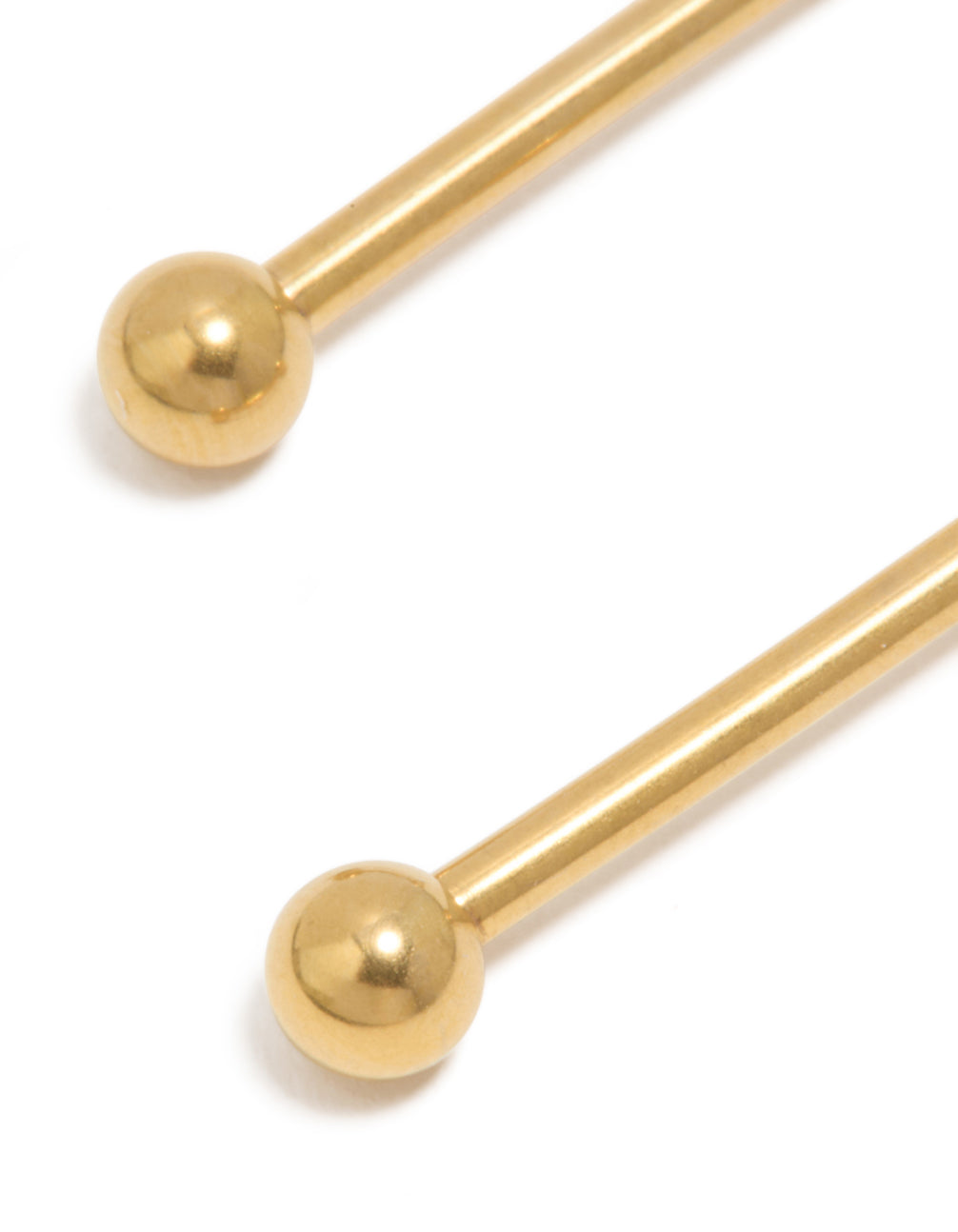 Gold Plated Titanium Plain Ball Nipple Bars 2 Pack