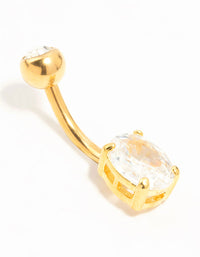 Gold Plated Titanium Cubic Zirconia Classic Round Claw Belly Bar - link has visual effect only
