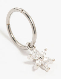 Titanium Cubic Zirconia Flower Charm Belly Ring - link has visual effect only