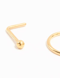 Gold Plated Titanium Cubic Zirconia Stud & Ring 3-Pack - link has visual effect only