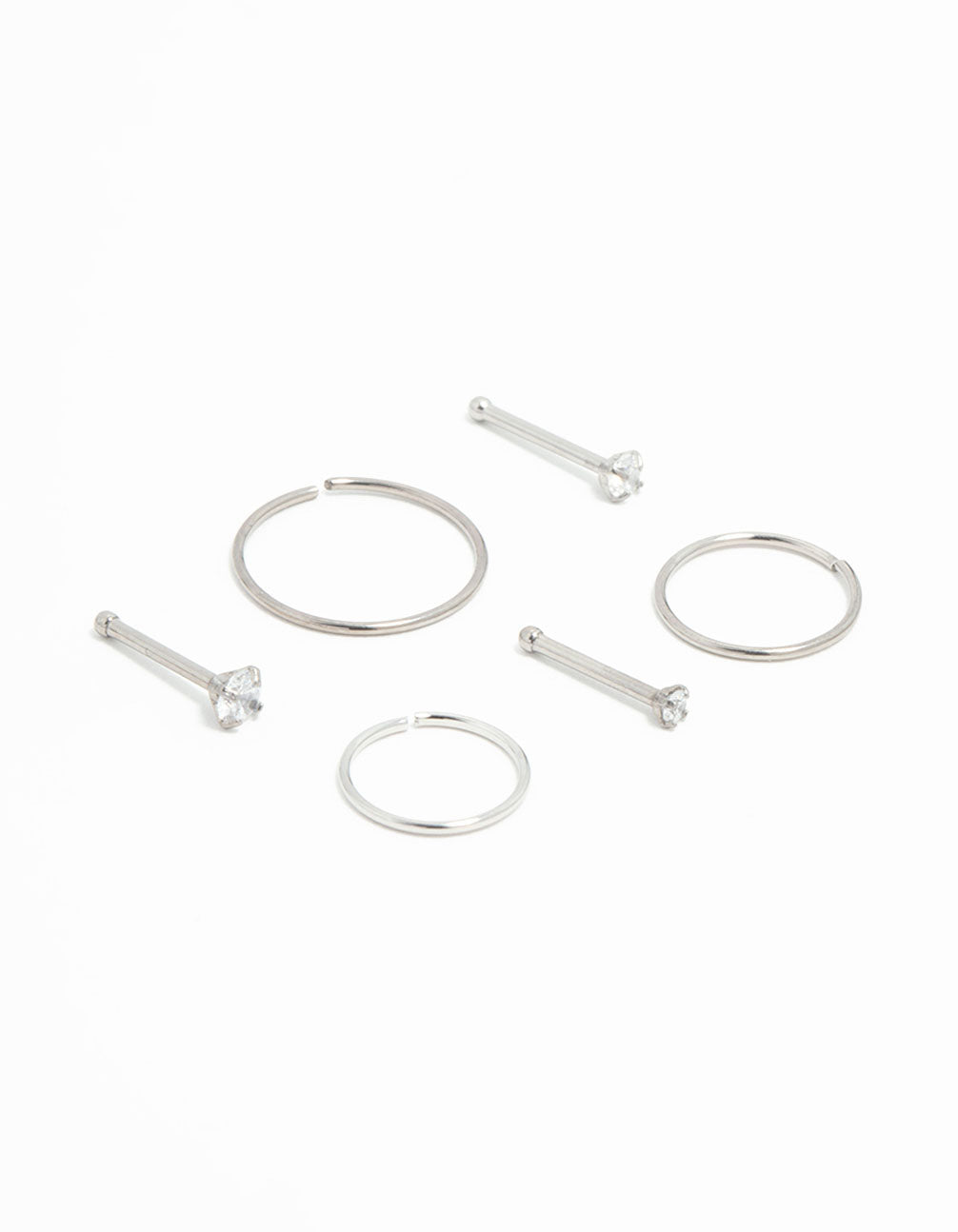 Titanium Graduating Cubic Zirconia Nose Piercings 6-Pack