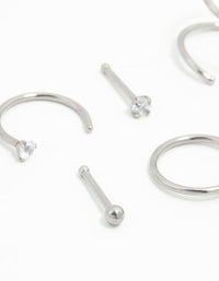Titanium Cubic Zirconia Nose Piercings 6-Pack - link has visual effect only