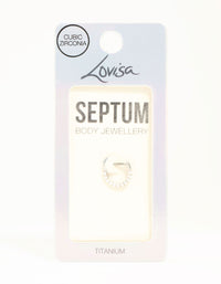 Titanium Cubic Zirconia Septum Clicker Ring - link has visual effect only