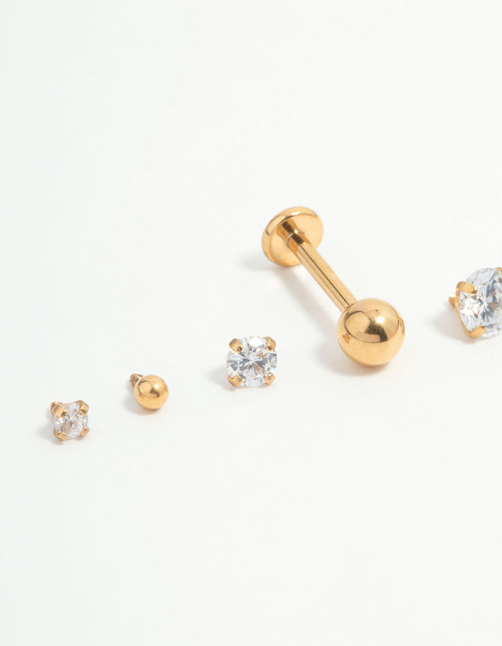Gold Plated Titanium Polished & Cubic Zirconia Flat Backs 6-Pack