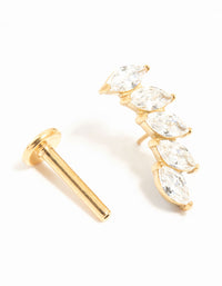 Gold Plated Titanium Cubic Zirconia Leaf Flat Back - link has visual effect only