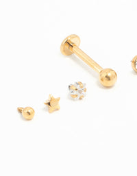 Gold Plated Titanium Diamante Star Flat Backs 6-Pack - link has visual effect only