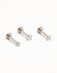 Titanium Cubic Zirconia Flat Backs 3-Pack - link has visual effect only