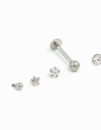 Titanium Diamante Star Flat Backs 6-Pack - link has visual effect only