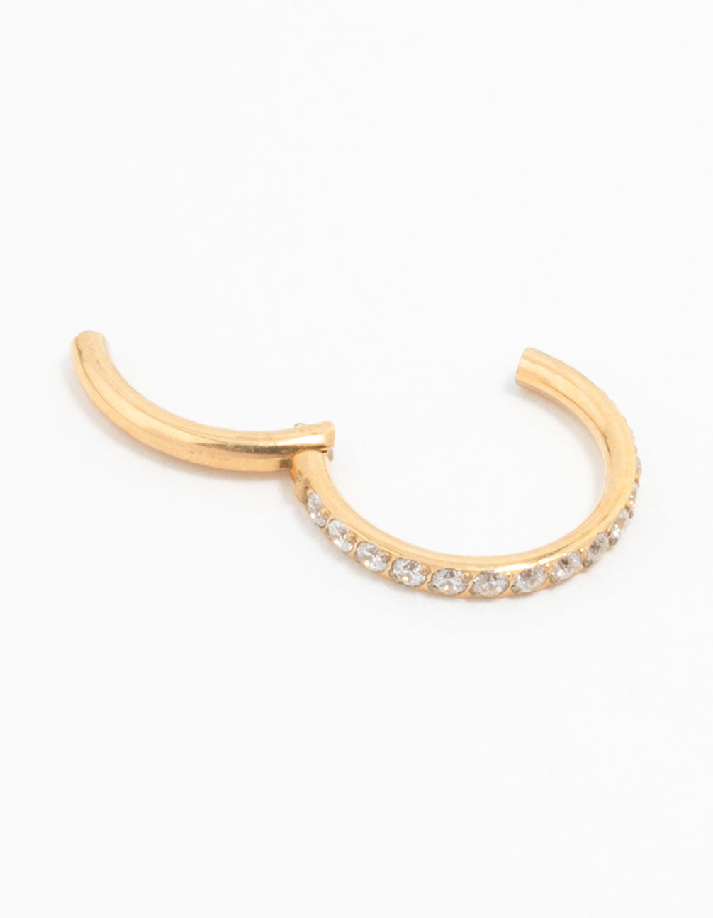 Gold Plated Titanium Fine Pave Cubic Zirconia Band Clicker Ring
