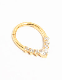 Gold Plated Titanium Cubic Zirconia Pointed Clicker Ring - link has visual effect only