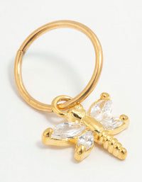Gold Plated Titanium Cubic Zirconia Dragonfly Clicker Ring - link has visual effect only