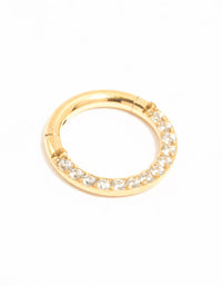 Gold Plated Titanium Cubic Zirconia Clicker Ring 7 mm - link has visual effect only