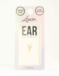 Gold Plated Titanium Cubic Zirconia Butterfly Dangle Clicker Ring - link has visual effect only