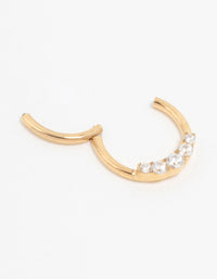 Gold Plated Titanium Diamante Side Clicker Ring - link has visual effect only