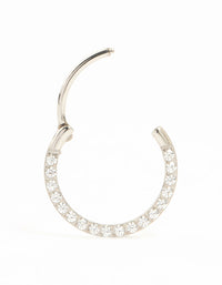 Titanium Cubic Zirconia Clicker Ring 10 mm - link has visual effect only