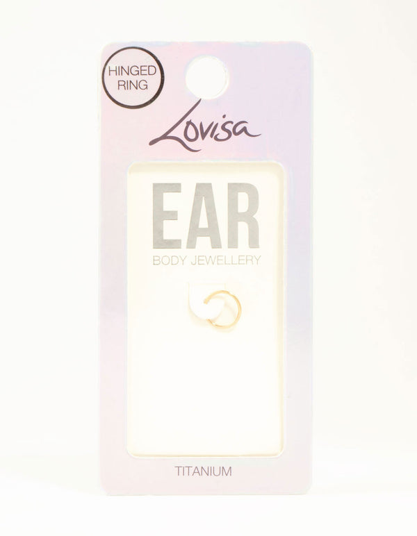 Gold Plated Titanium Thin Clicker Ring 8 mm