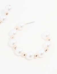 Rose Gold Ball & Pearl Hoop Earrings - link has visual effect only