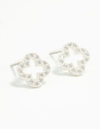 Sterling Silver Cubic Zirconia Flower Stud Earrings - link has visual effect only