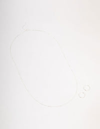 Sterling Silver Chain Necklace & Hoop Earrings Set - link has visual effect only