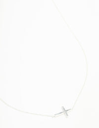 Sterling Silver Large Horizontal Cubic Zirconia Cross Necklace - link has visual effect only