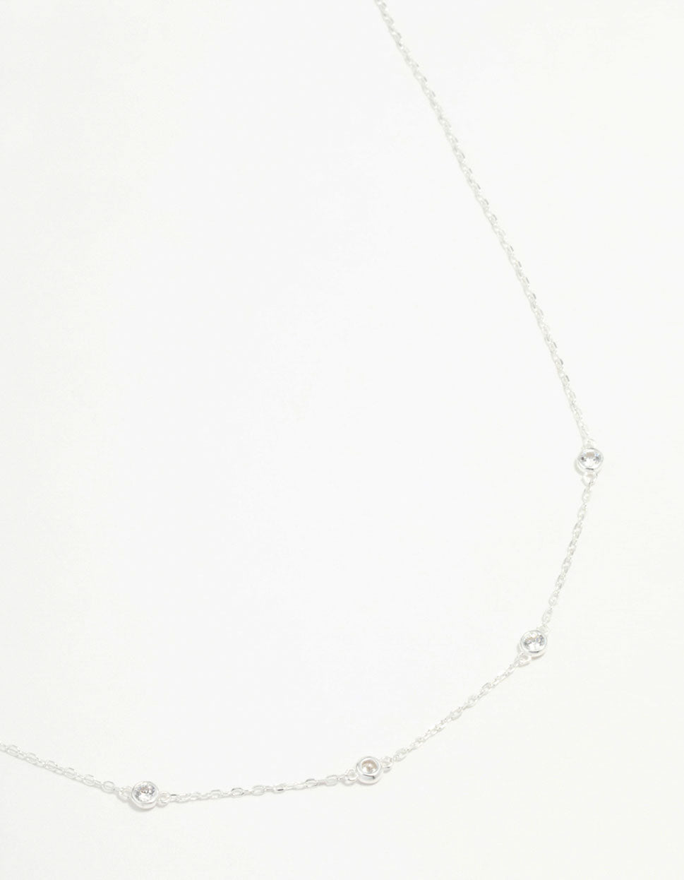 Sterling Silver Circle Cubic Zirconia  Chain Necklace