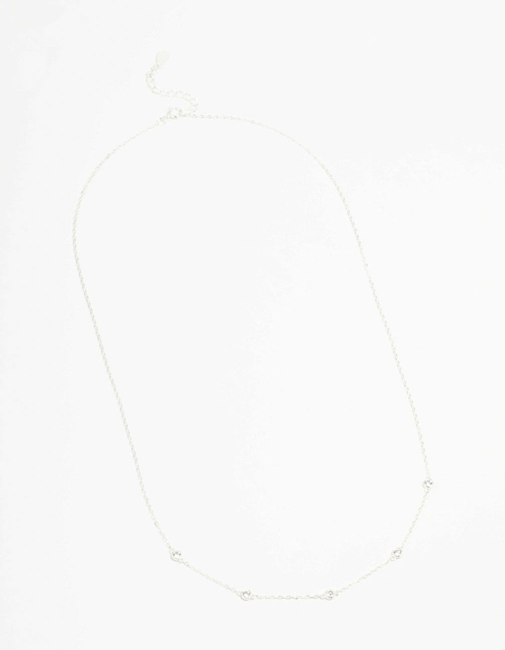 Sterling Silver Circle Cubic Zirconia  Chain Necklace