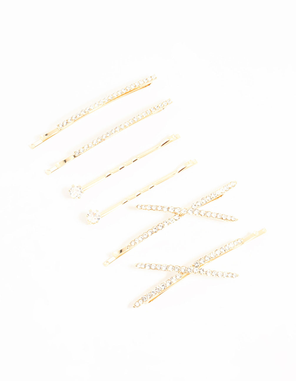 Gold Pave & Single Diamante Slides 6-Pack