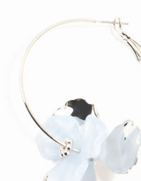 Silver & Blue Flower Hoop Drop Earrings - link has visual effect only