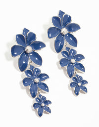 Silver Blue Flowers Drop Earrings - link has visual effect only