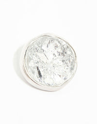 Silver Crinkle Circle Stud Earrings - link has visual effect only