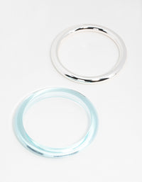 Silver & Blue Acrylic Bangles 2-Pack - link has visual effect only