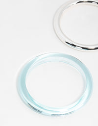 Silver & Blue Acrylic Bangles 2-Pack - link has visual effect only